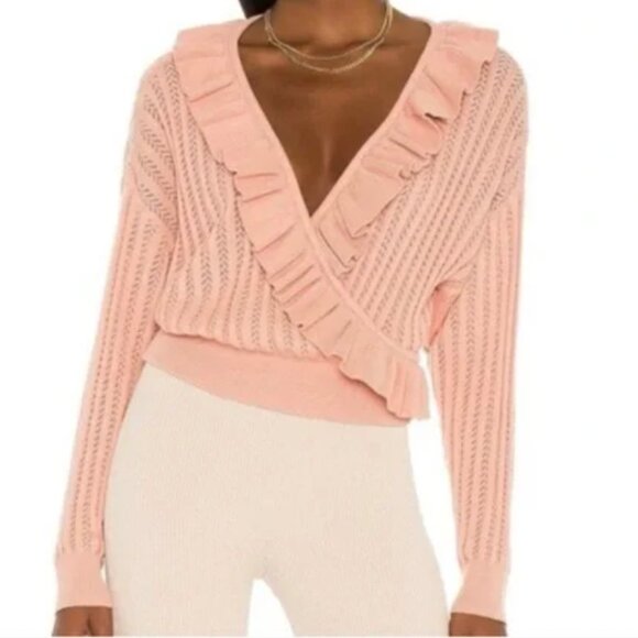 Revolve LPAAva Wrap Sweater Feminine Barbiecore
